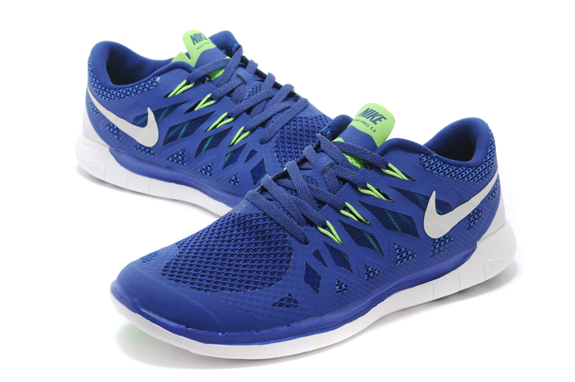nouveau Nike Free 5.0 plus les hommes bleu fonce chaussures de course blanc (3)